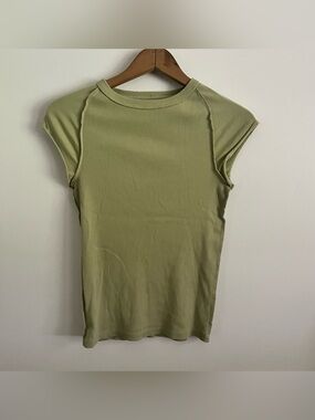 We The Free Green Ribbed Tee